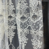 Off-White Sheer Lace Curtains with Embroidery
