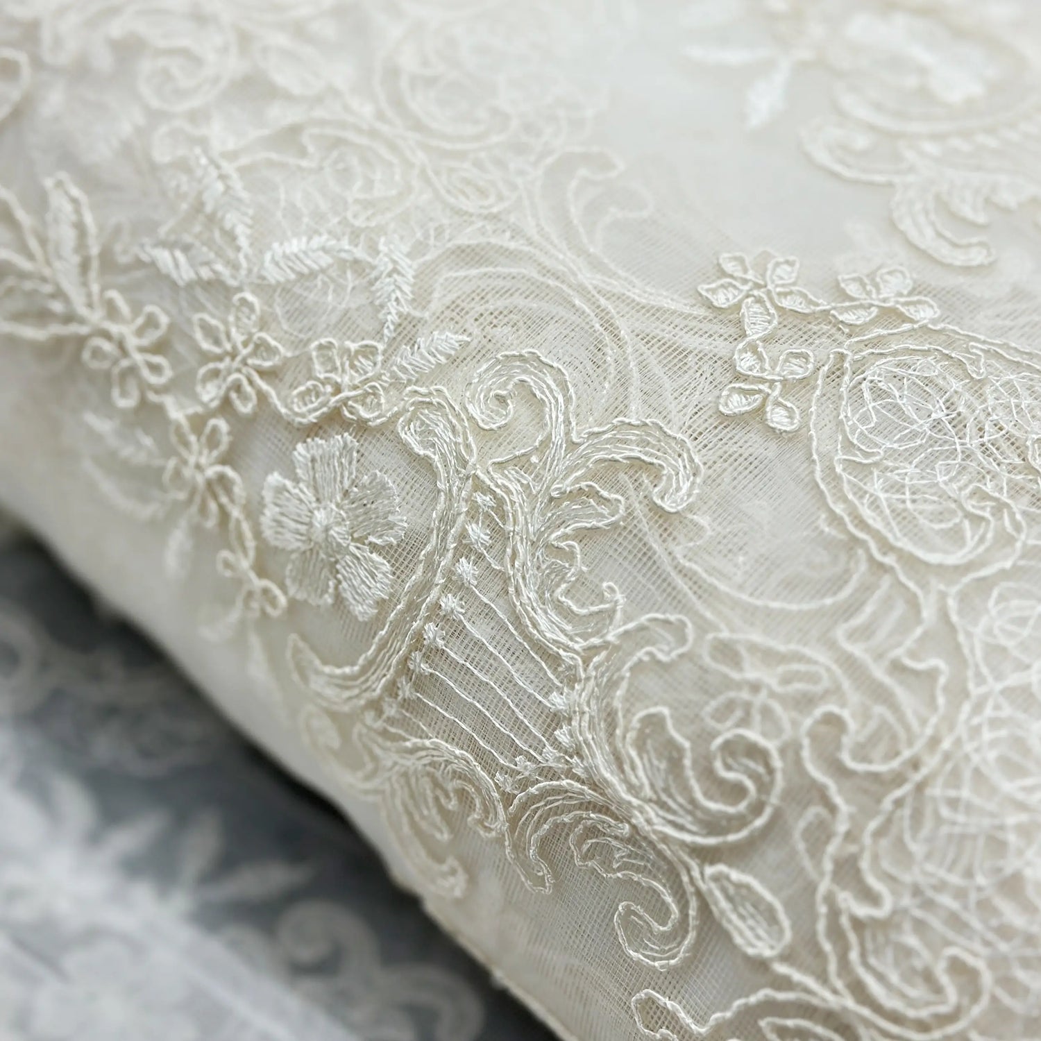 Off-White Sheer Lace Curtains with Embroidery Luxury