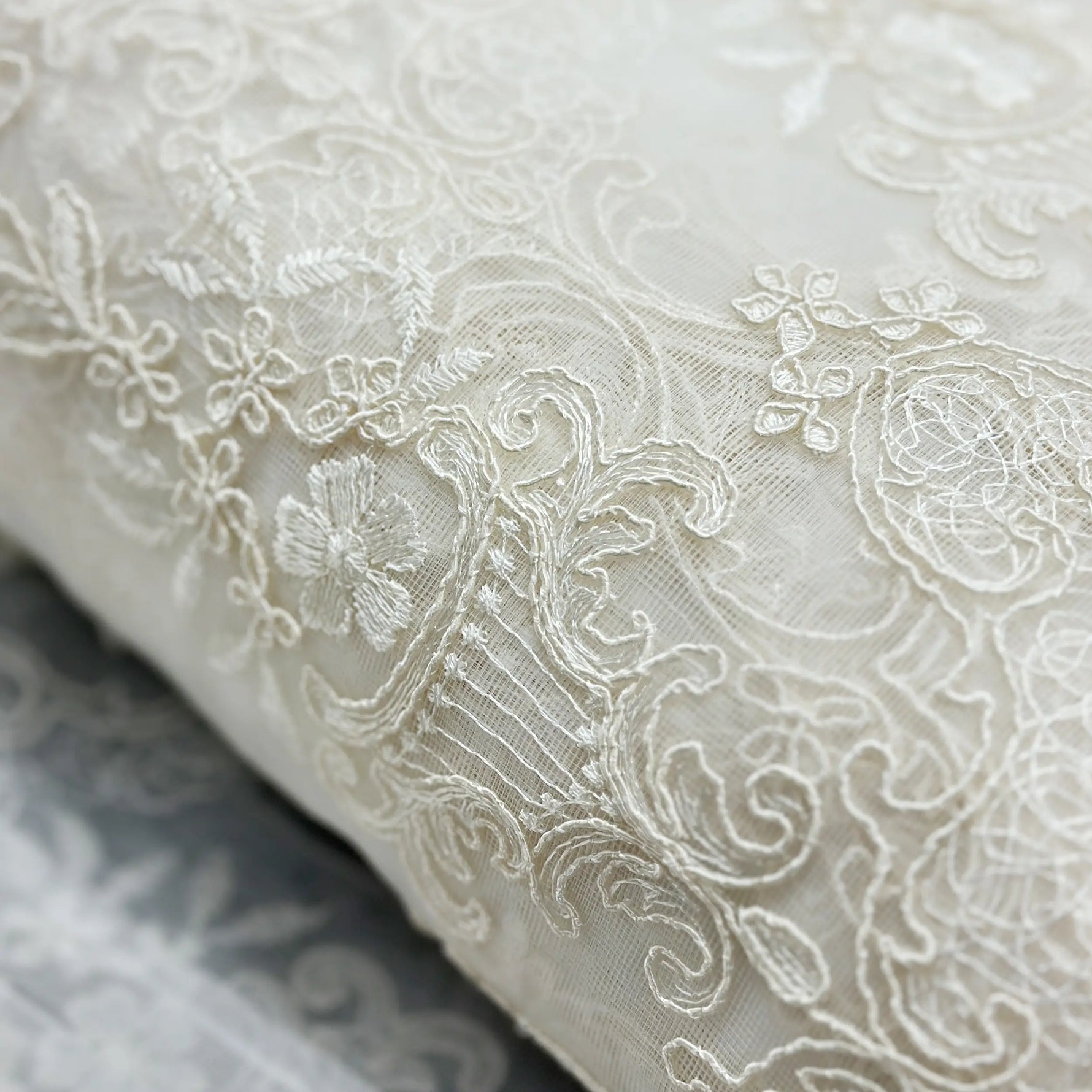 Off-White Sheer Lace Curtains with Embroidery Luxury