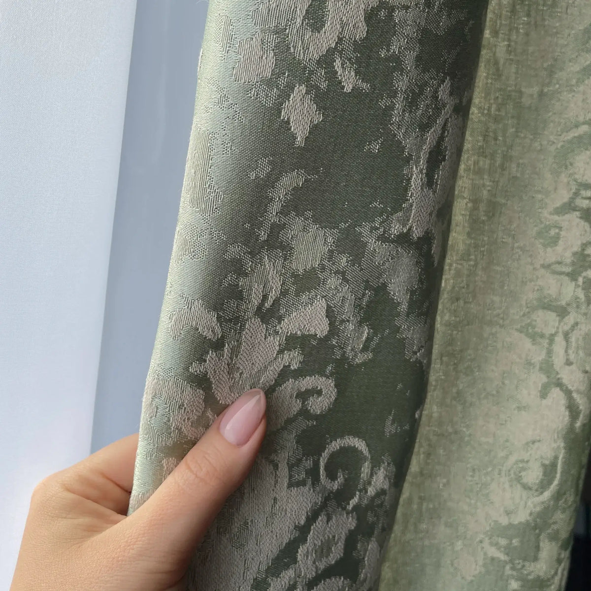 Vintage Damask Sage Green Jacquard Drapes, Luxury Curtains  for Living Room