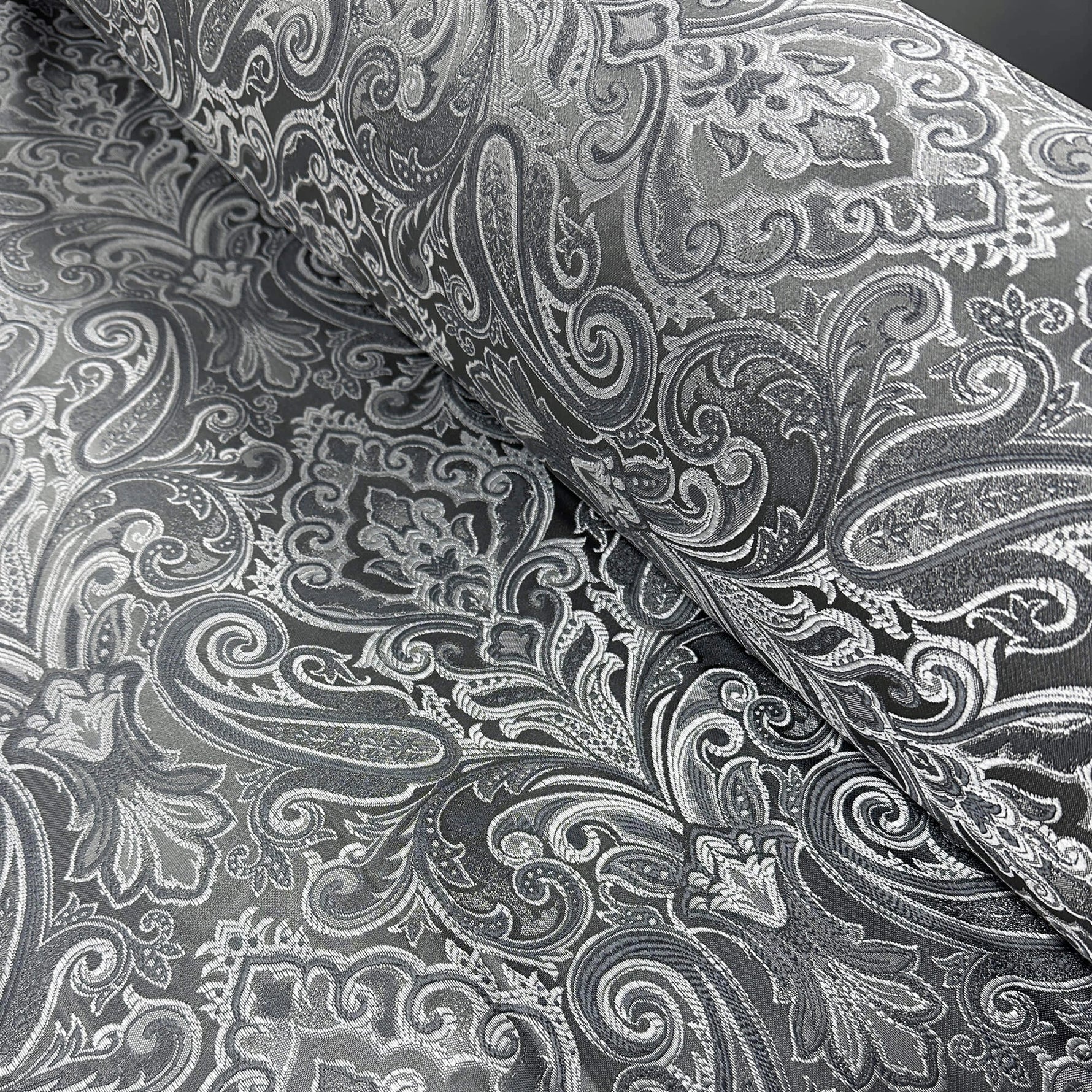 Curtains fabric gray Paisley 