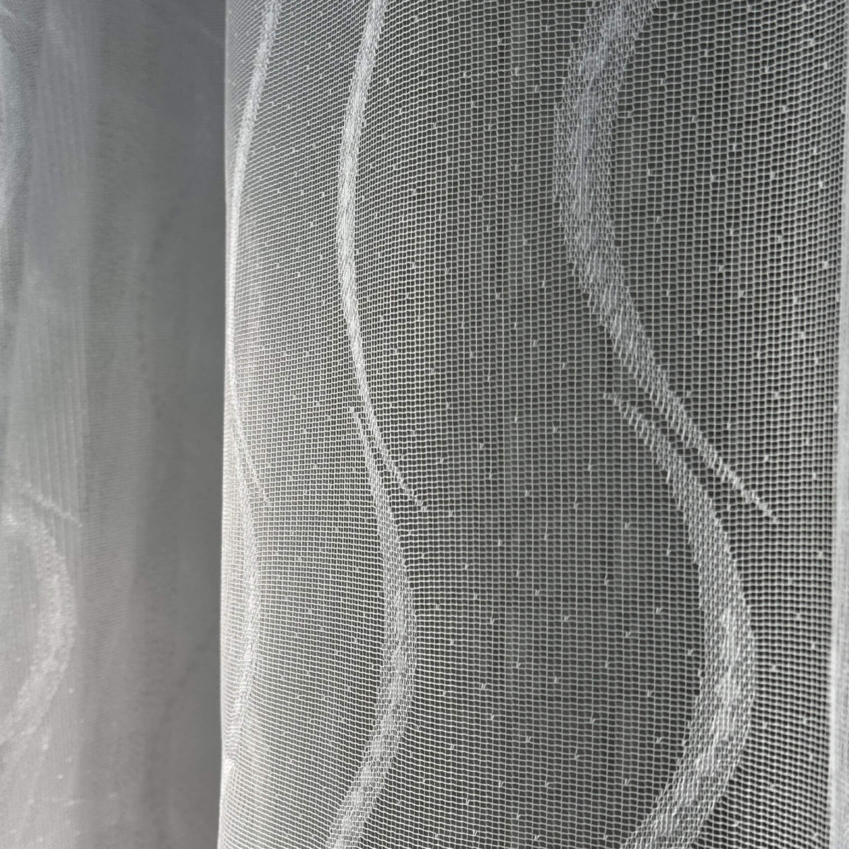 White Wave Lace French Door Curtain – Vintage Sheer Door Sash Curtain Panel with Top & Bottom Rod Pockets