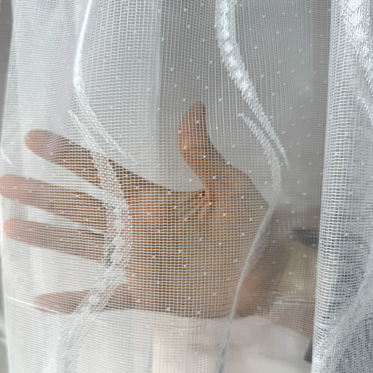 White Wave Lace French Door Curtain – Vintage Sheer Door Sash Curtain Panel with Top & Bottom Rod Pockets