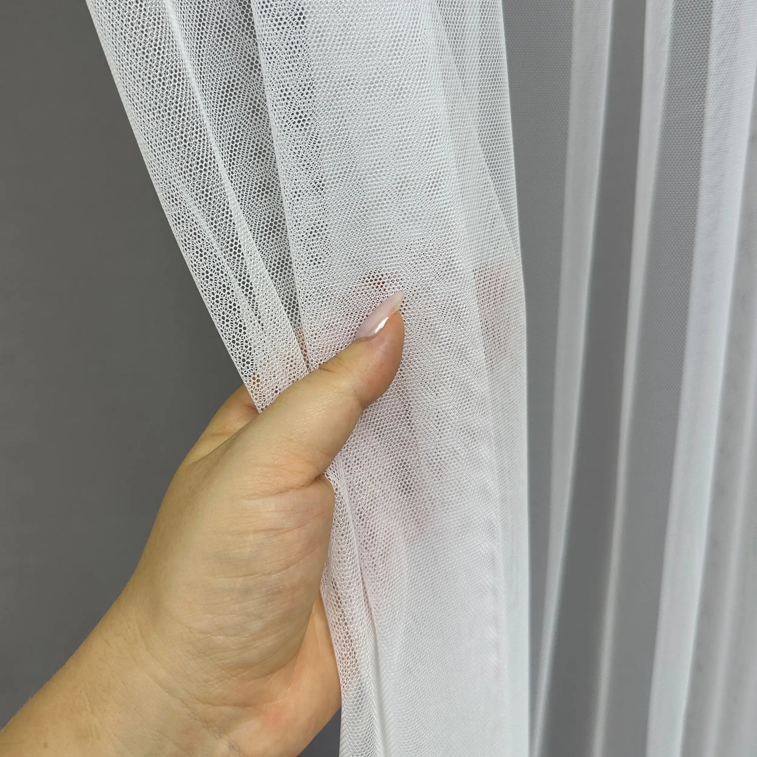 Tulle Curtains from White Fatin Fabric 