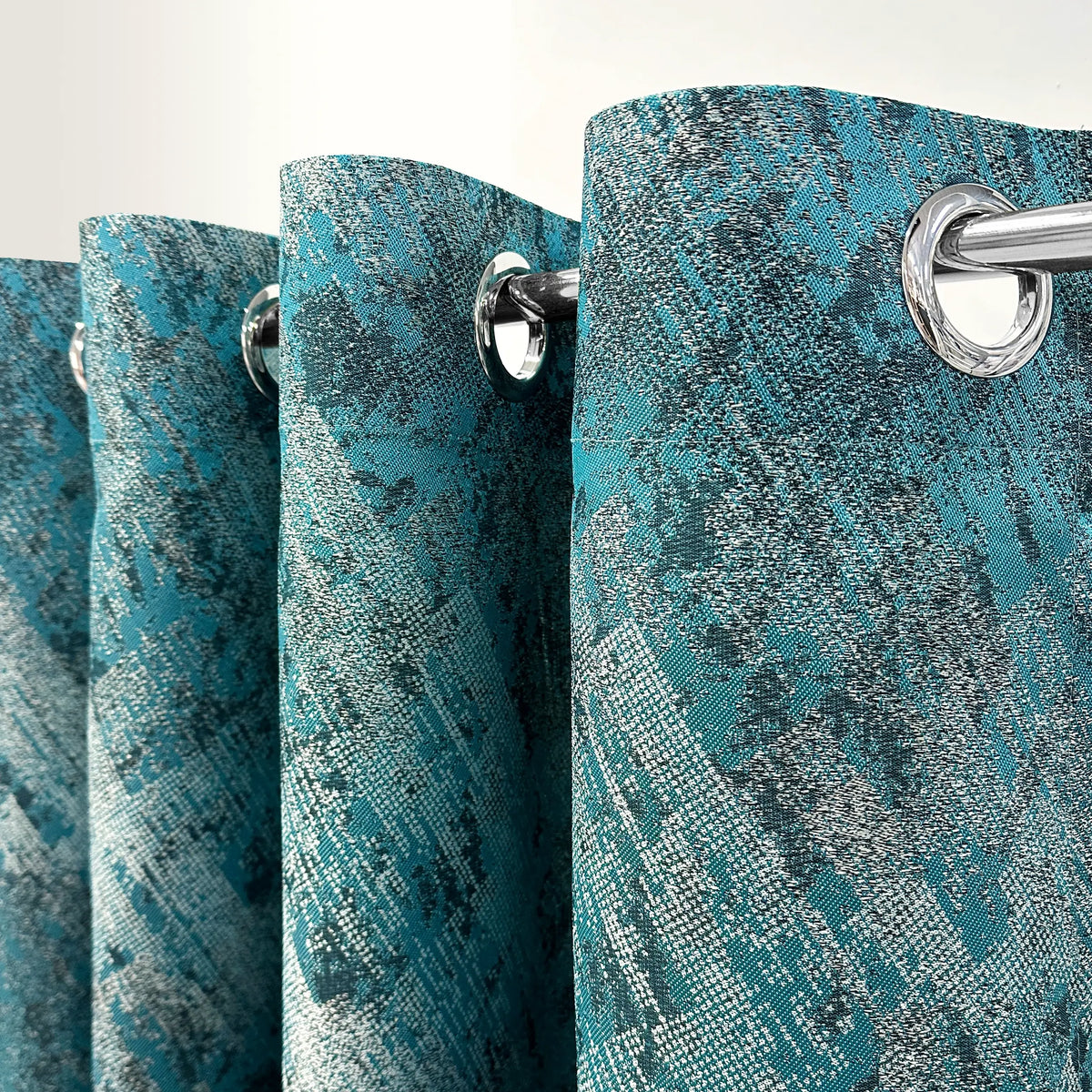 Jacquard Drapery Curtain Modern Turquoise, Abstract Patterned with grommets
