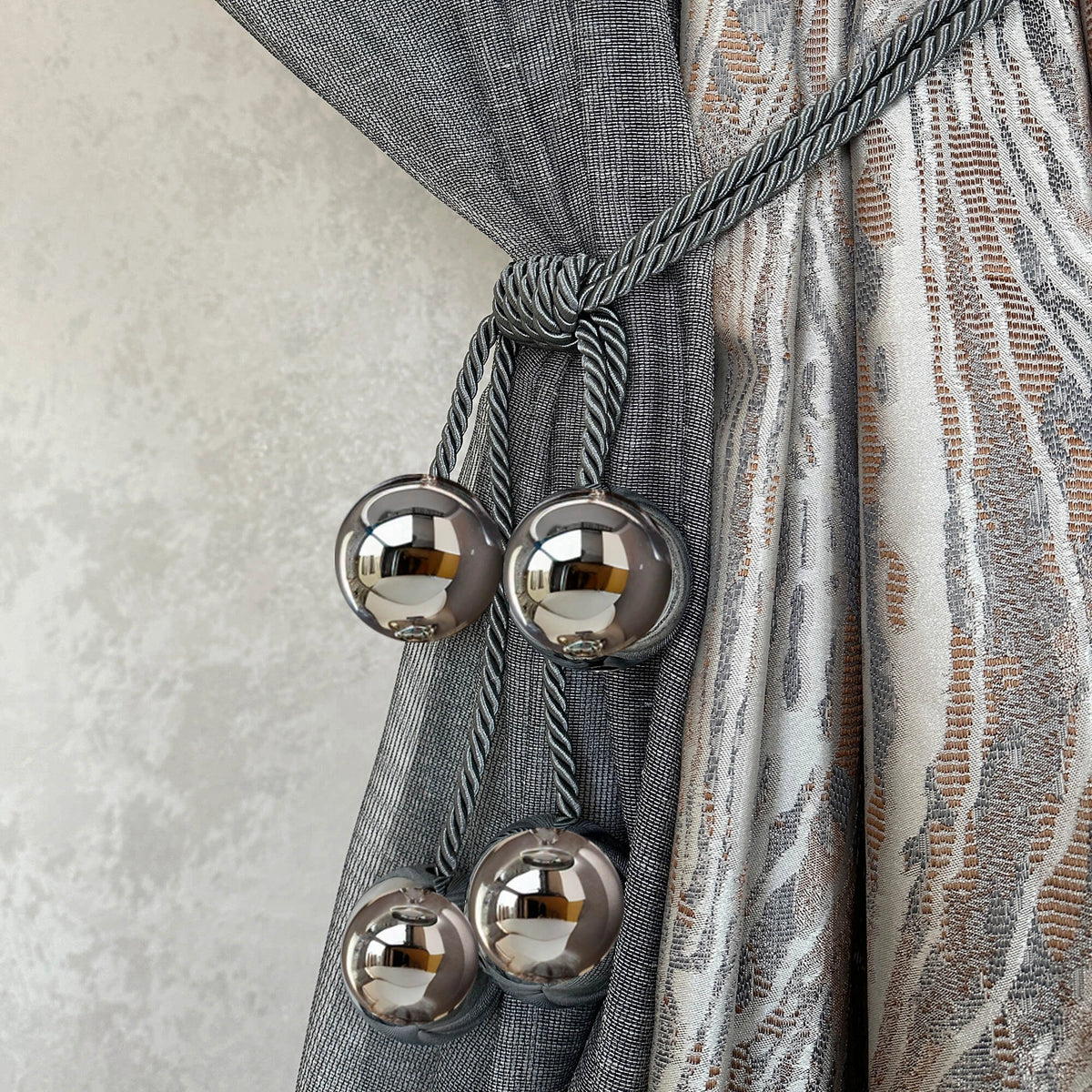 Curtain Holdback with Silver Mirrored Balls