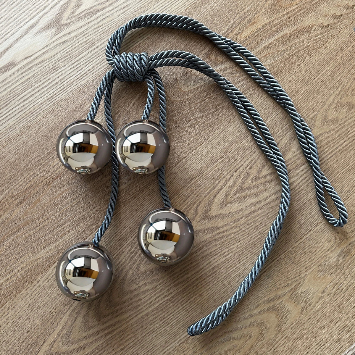 Curtain Holdback with Silver Mirrored Balls