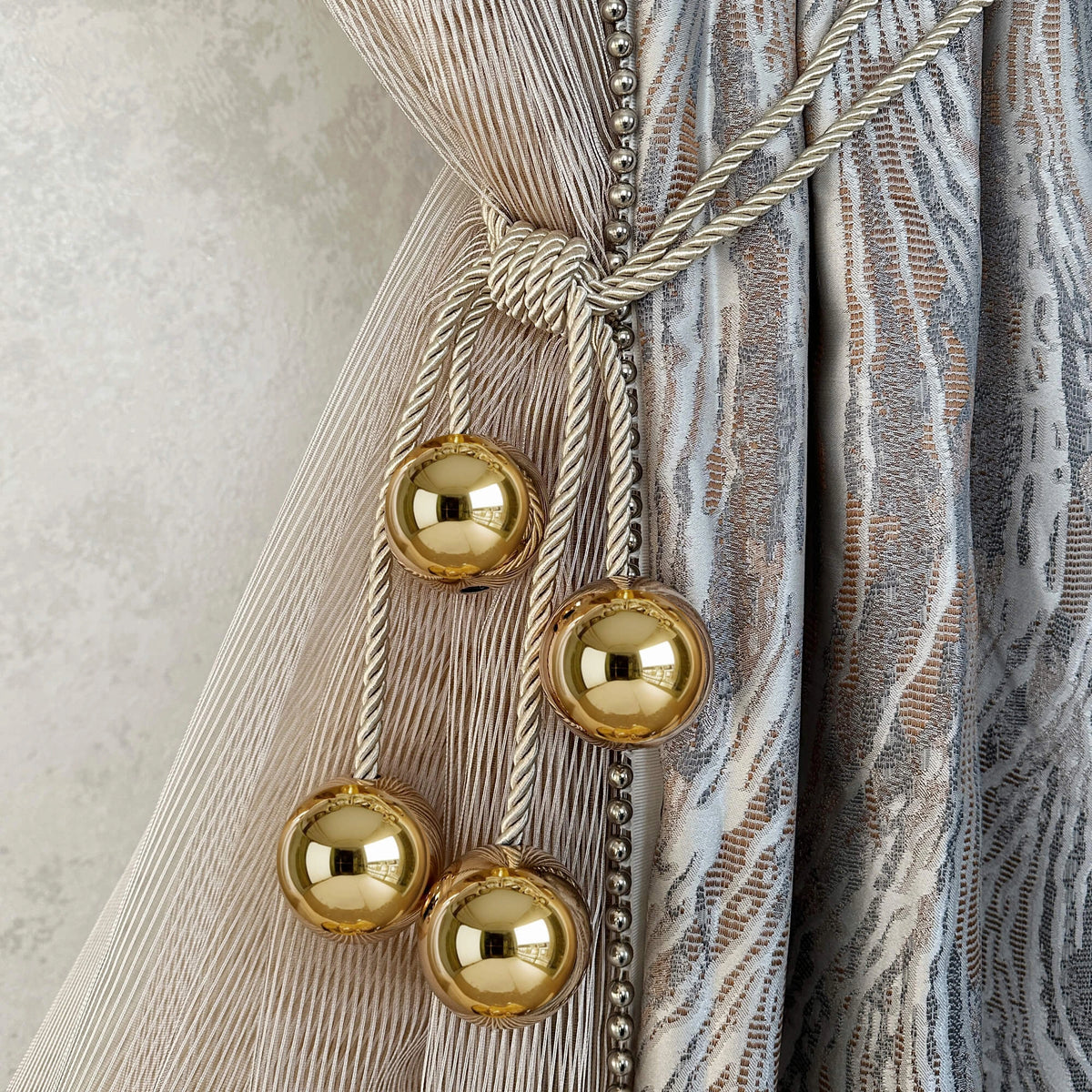 Curtain Holdback with Golden Mirrored Balls