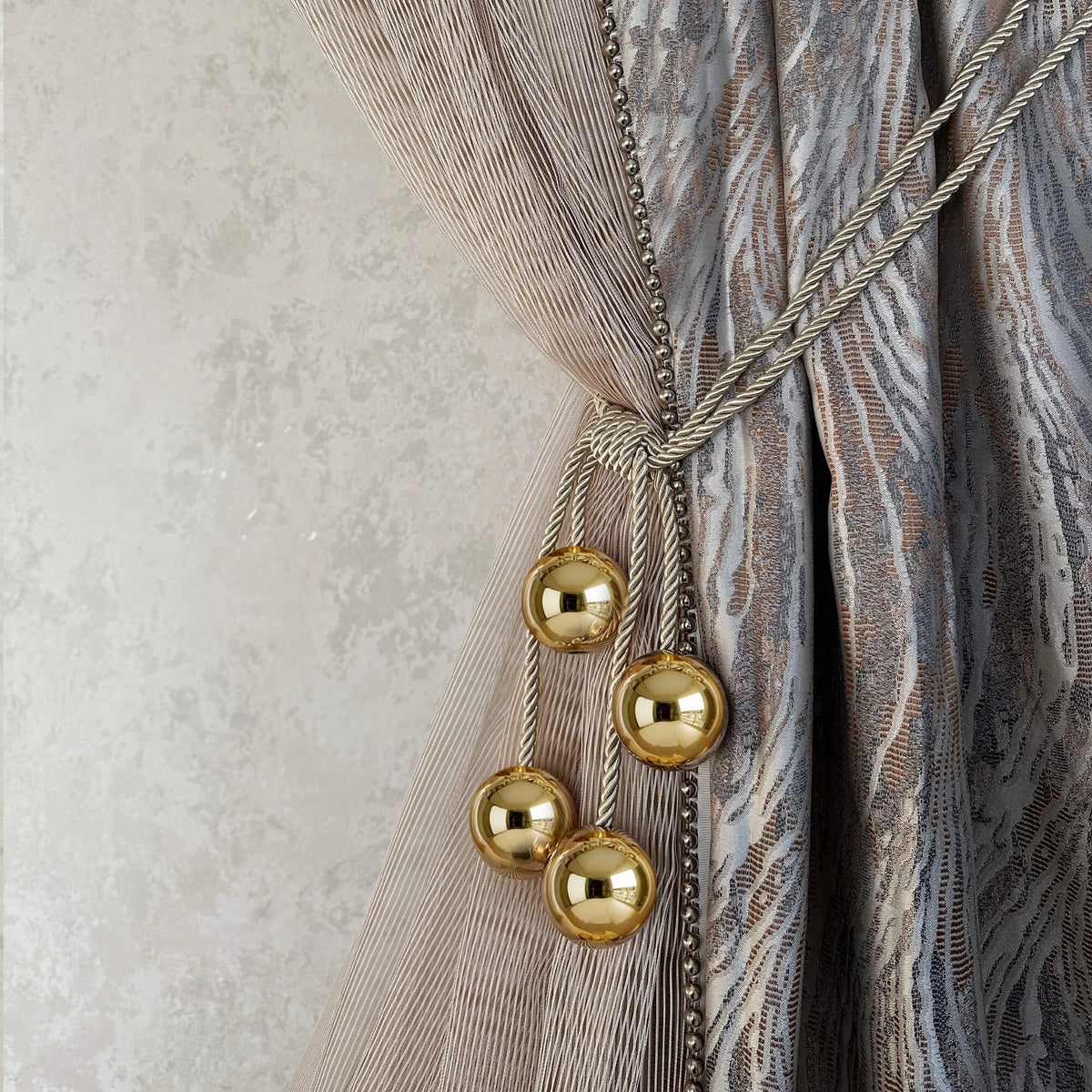 Curtain Holdback with Golden Mirrored Balls