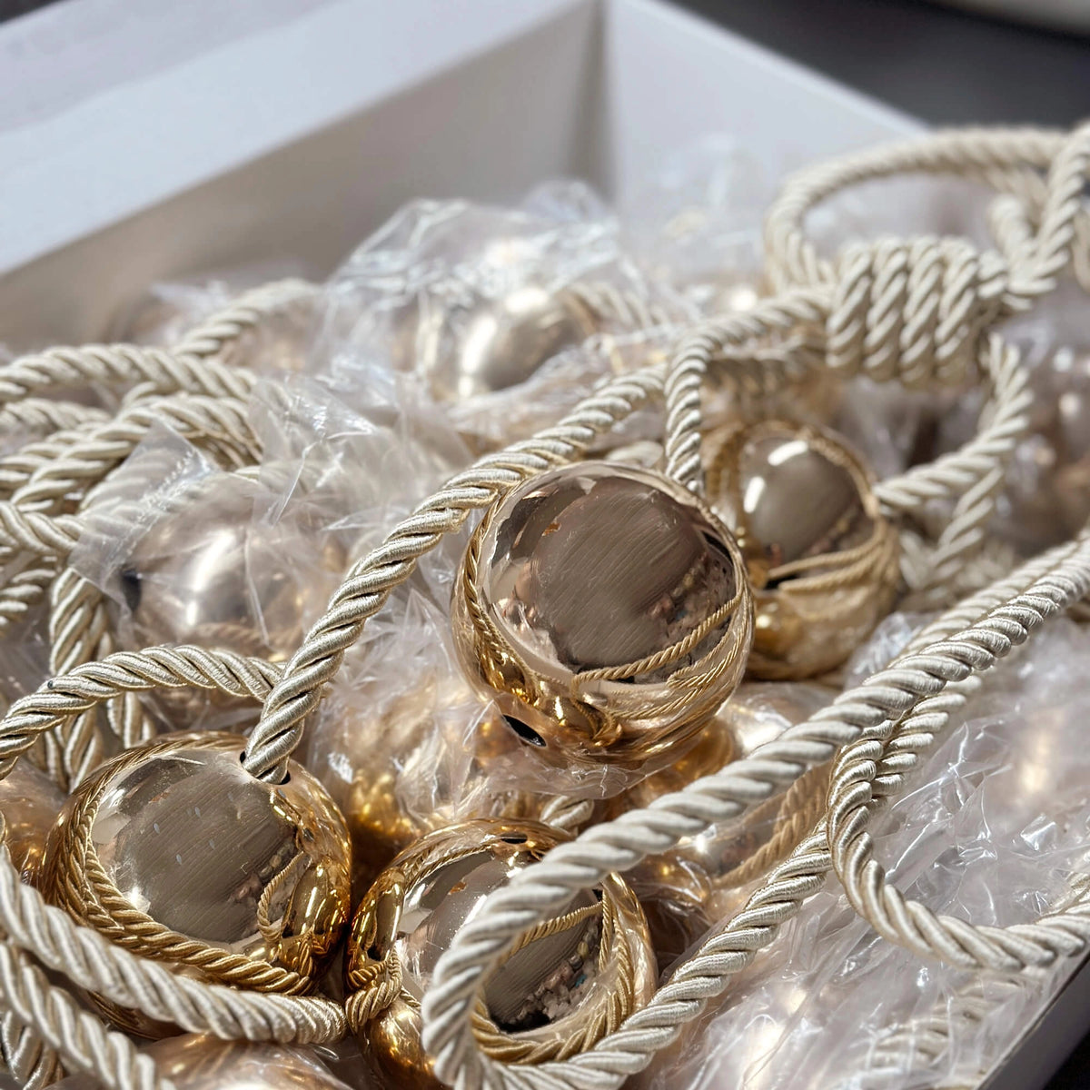 Curtain Holdback with Golden Mirrored Balls