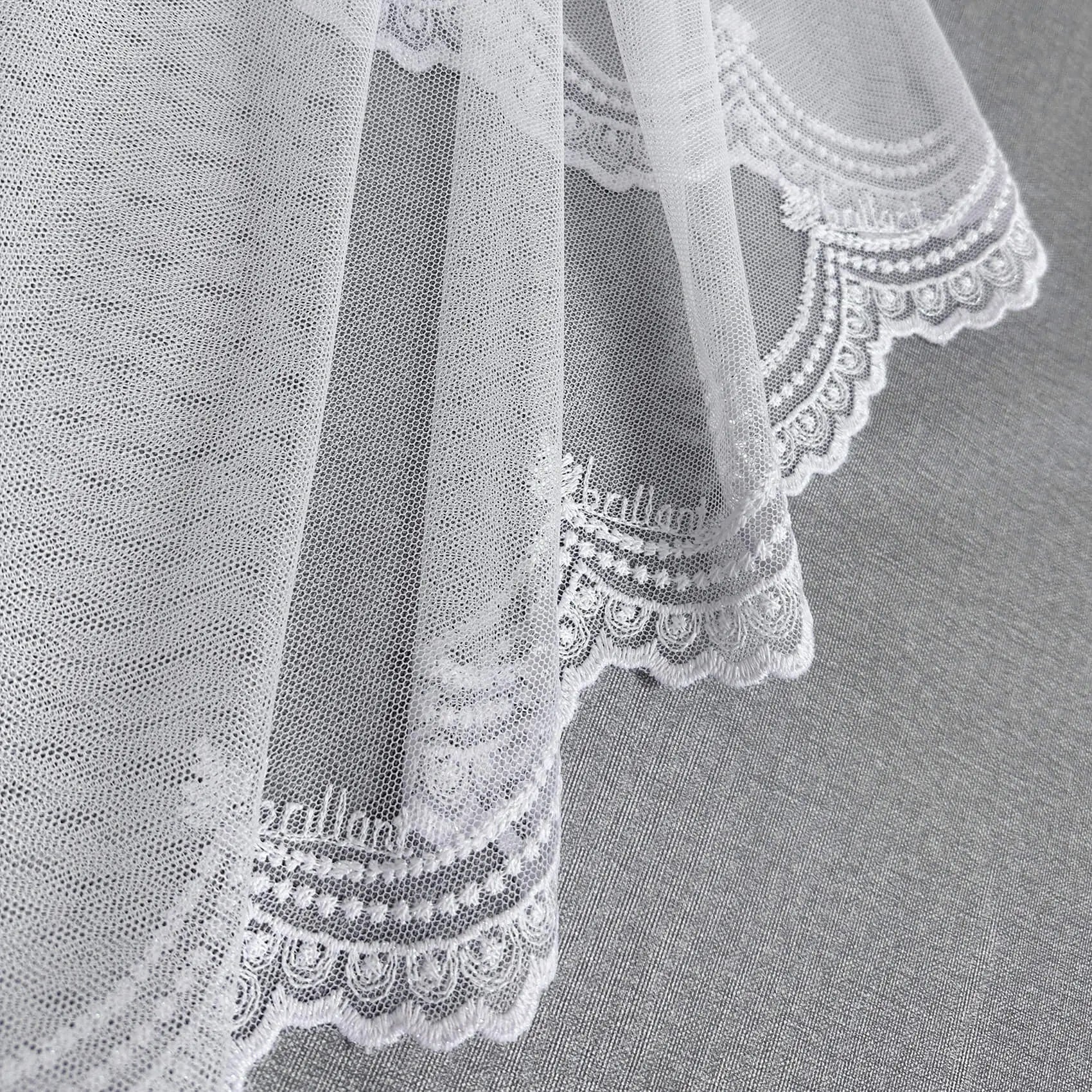 Lace Sheer Curtains with Embroidered Bottom, Snow White, European Design