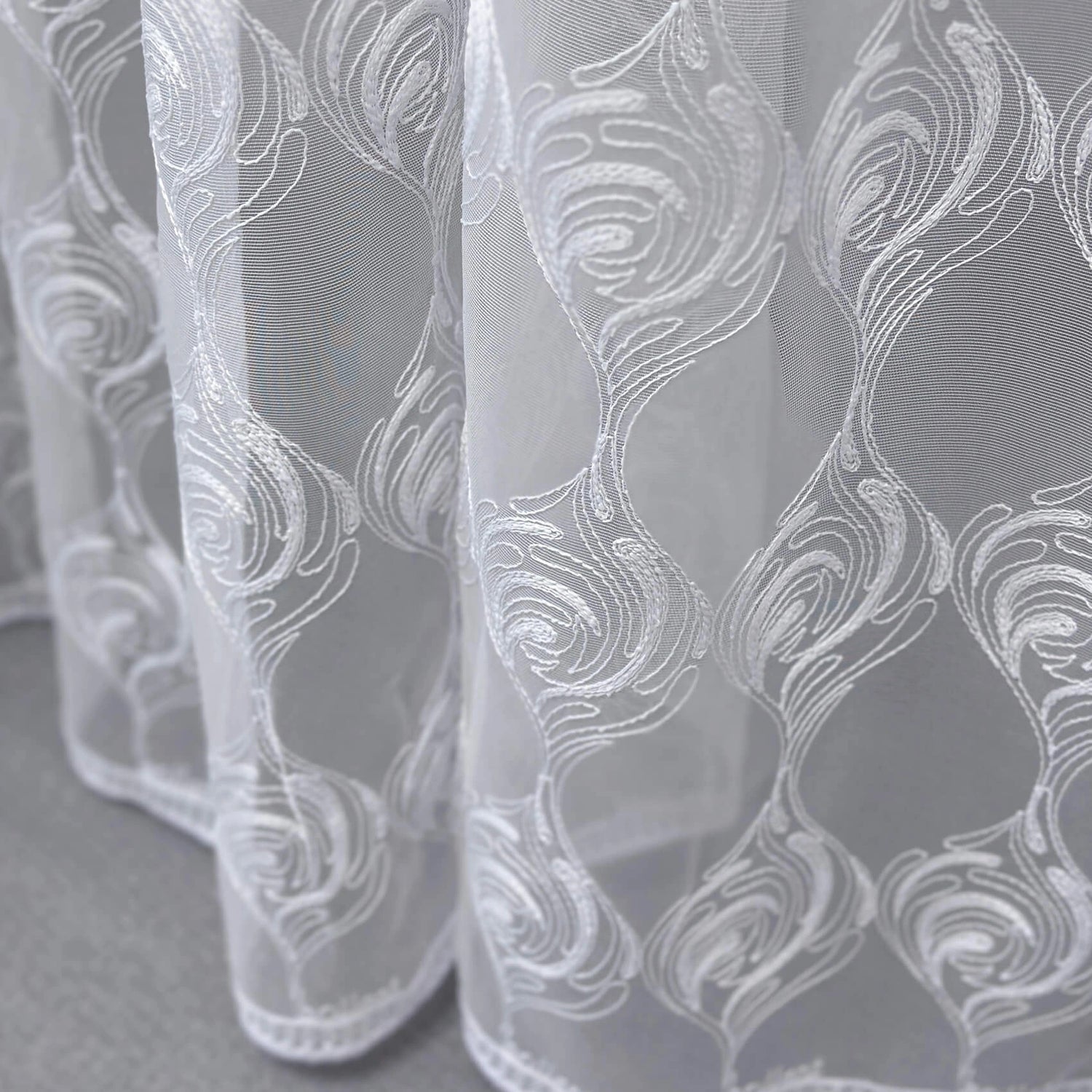 Lace Tulle Curtains Elegant Classic, Custom Made, Modern White Curl Embroidered 