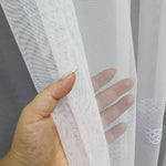 Lace Curtains Striped Elegant in Classic Style, Custom Modern White Embroidered Tulle