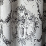 Luxury silver gray Victorian damask jacquard curtains with floral pattern and elegant textured fabric