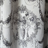 Luxury silver gray Victorian damask jacquard curtains with floral pattern and elegant textured fabric