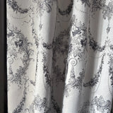 Luxury silver gray Victorian damask jacquard curtains with floral pattern and elegant textured fabric