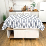 Cotton Wipeable Tablecloth, Blue Floral Waterproof 