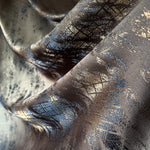 Сurtains Abstract Patterned, Custom Made for Modern Window Decor, Brown Gray with Blue Accents