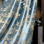 Curtains Modern Blue Gold Patterned