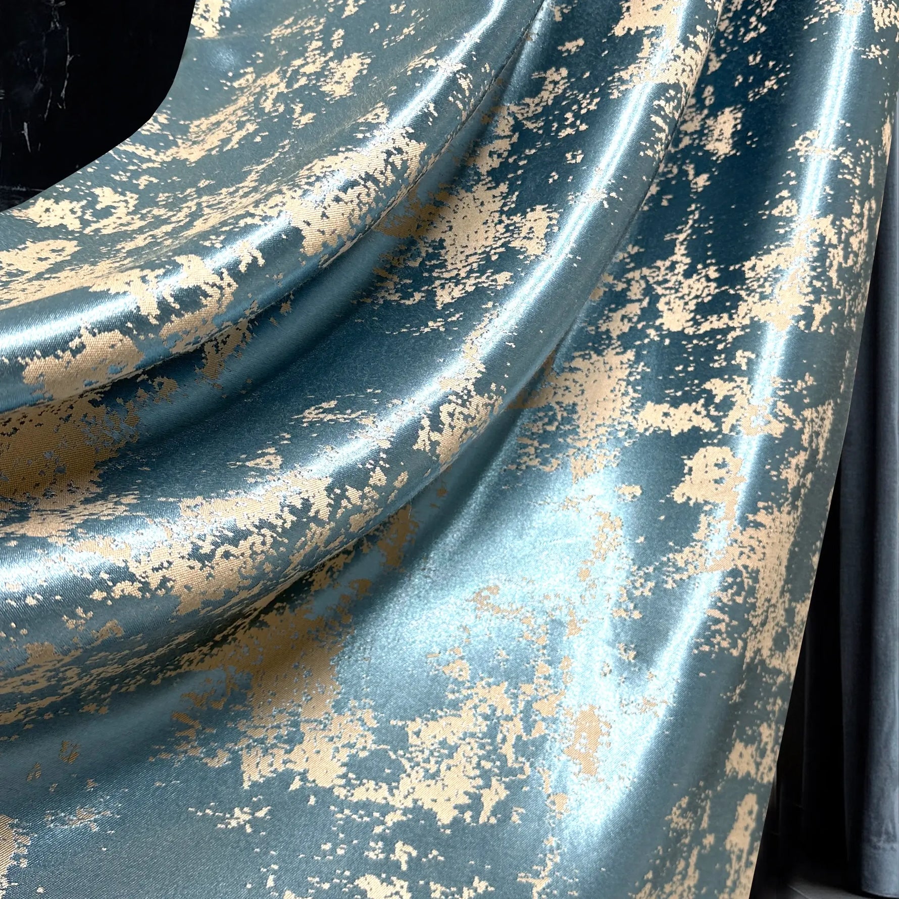 Curtains Modern Blue Gold Patterned