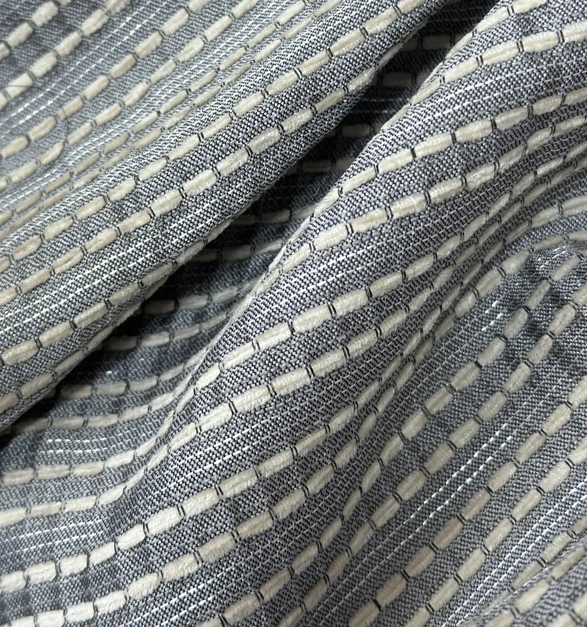 Elegant Gray Striped Jacquard Drapery - Modern Curtains for Living Room Ambiance