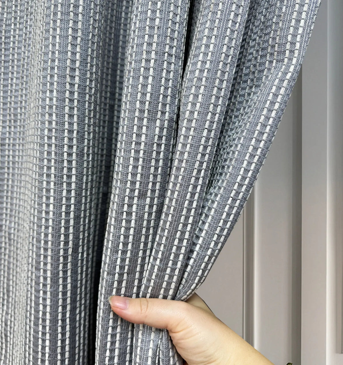 Elegant Gray Striped Jacquard Drapery - Modern Curtains for Living Room Ambiance