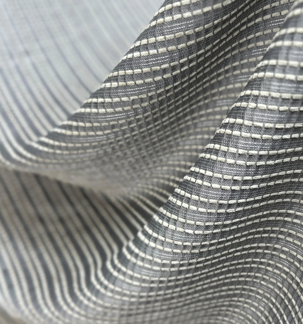 Elegant Gray Striped Jacquard Drapery - Modern Curtains for Living Room Ambiance