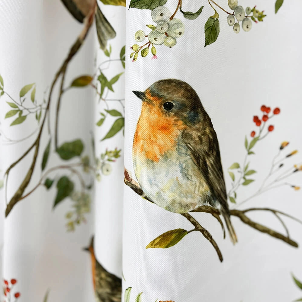 fabric for Curtains with Cute Watercolor Birds Pattern