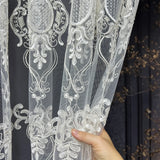 Luxury European Style Off-White Sheer Lace Curtains with Embroidery 
