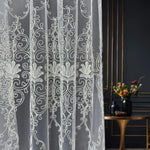 Luxury Off-White Sheer Lace Curtains with Embroidery