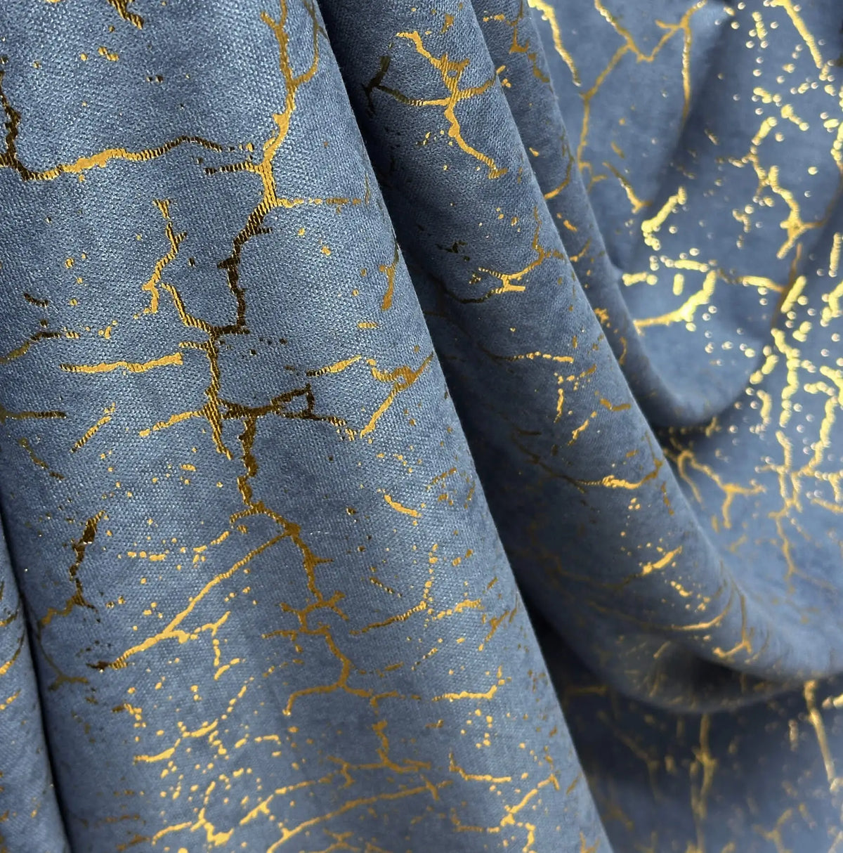 Fabric Velvet for Curtains in Blue / Gold Luxury Pattern for Chic Home Decor