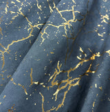 Fabric Velvet for Curtains in Blue / Gold Luxury Pattern for Chic Home Decor