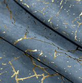 Fabric Velvet for Curtains in Blue / Gold Luxury Pattern for Chic Home Decor