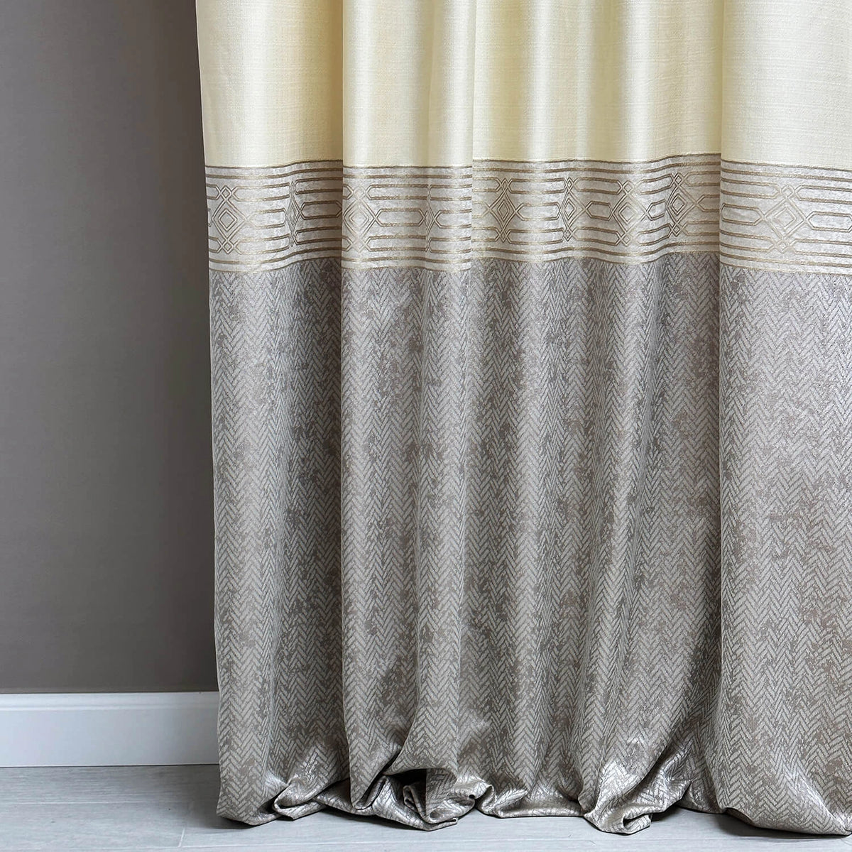 Curtain Panels Stylish Modern Living Room Cream Gray Striped