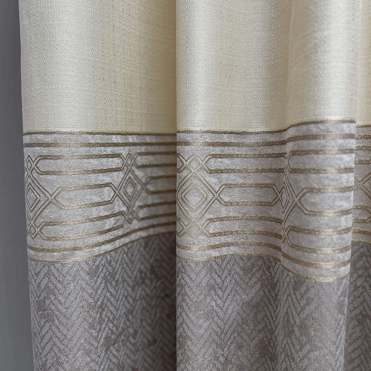 Curtain Panels Stylish Modern Living Room Cream Gray Striped
