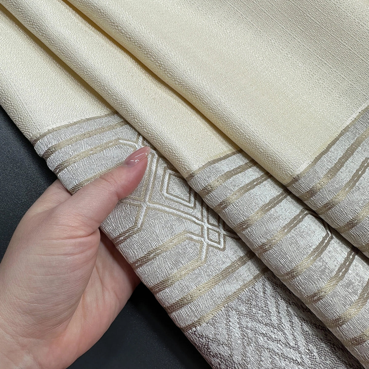 Curtain Panels Stylish Modern Living Room Cream Gray Striped