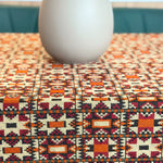 Custom Large Geometric Vintage Tapestry Fringe Tablecloth, Burgundy / Beige