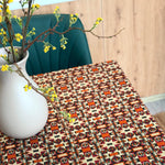 Custom Large Geometric Vintage Tapestry Fringe Tablecloth, Burgundy / Beige