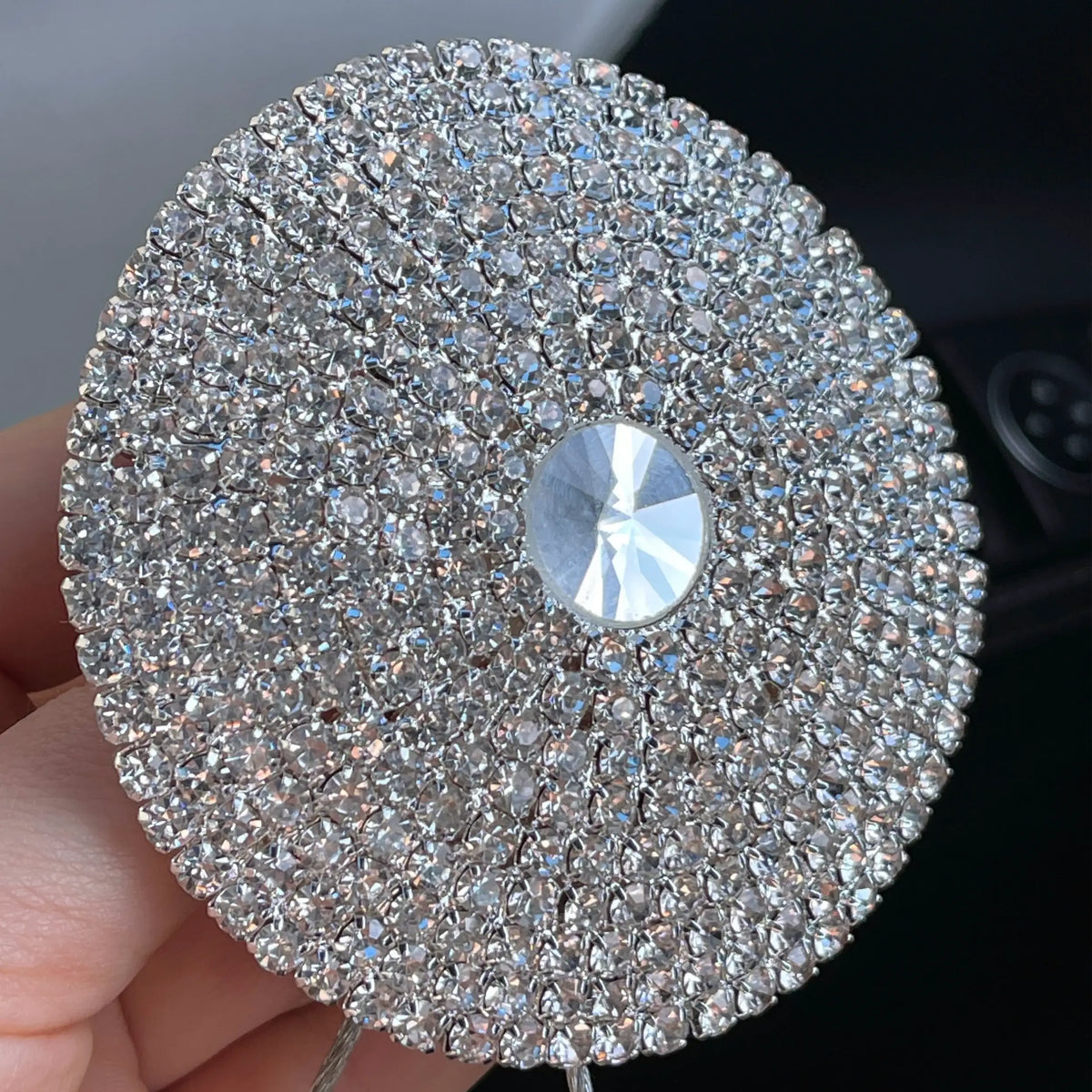Curtain Tieback magnet with Rhinestones, Round Silver 