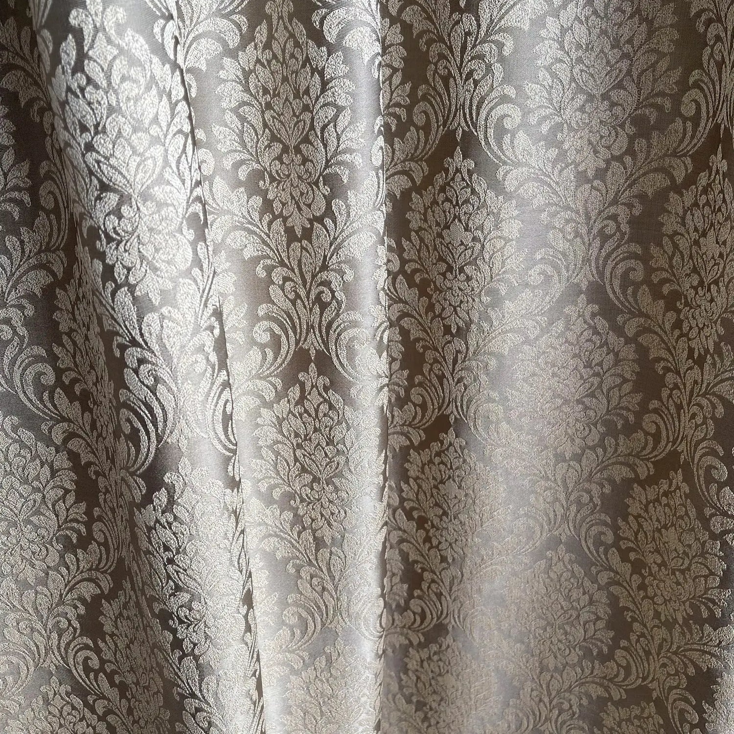 fabric for Jacquard Damask Curtains in Luxury Bohemian Style with Taupe Beige Crown Pattern