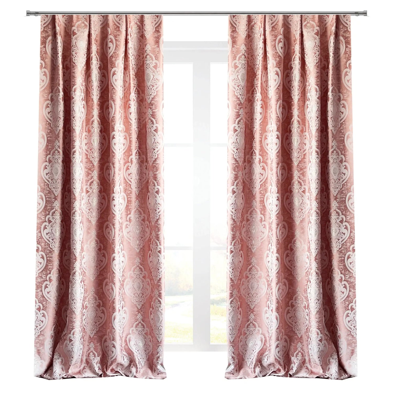 Jacquard Draping with Damask Crown Pattern, Custom, Pastel Peach