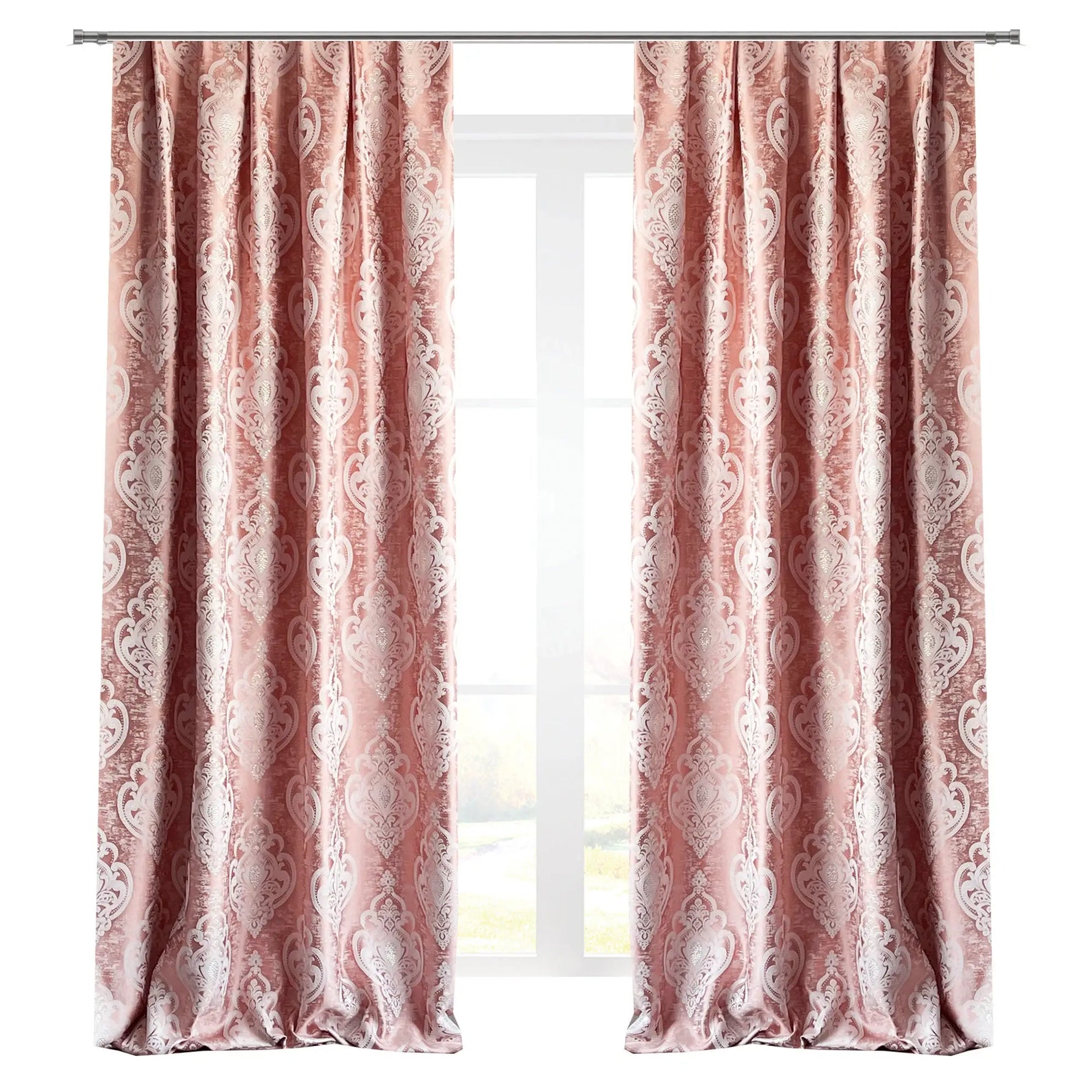 Jacquard Draping with Damask Crown Pattern, Custom, Pastel Peach