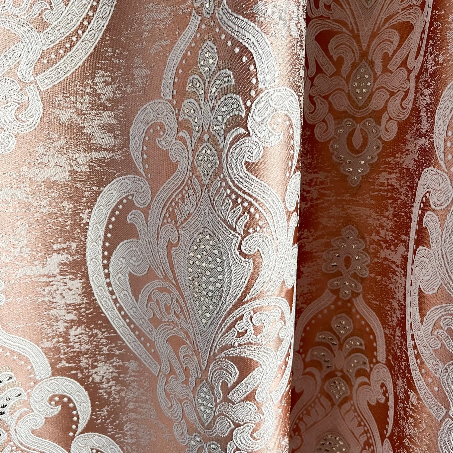 Jacquard Draping with Damask Crown Pattern, Custom, Pastel Peach