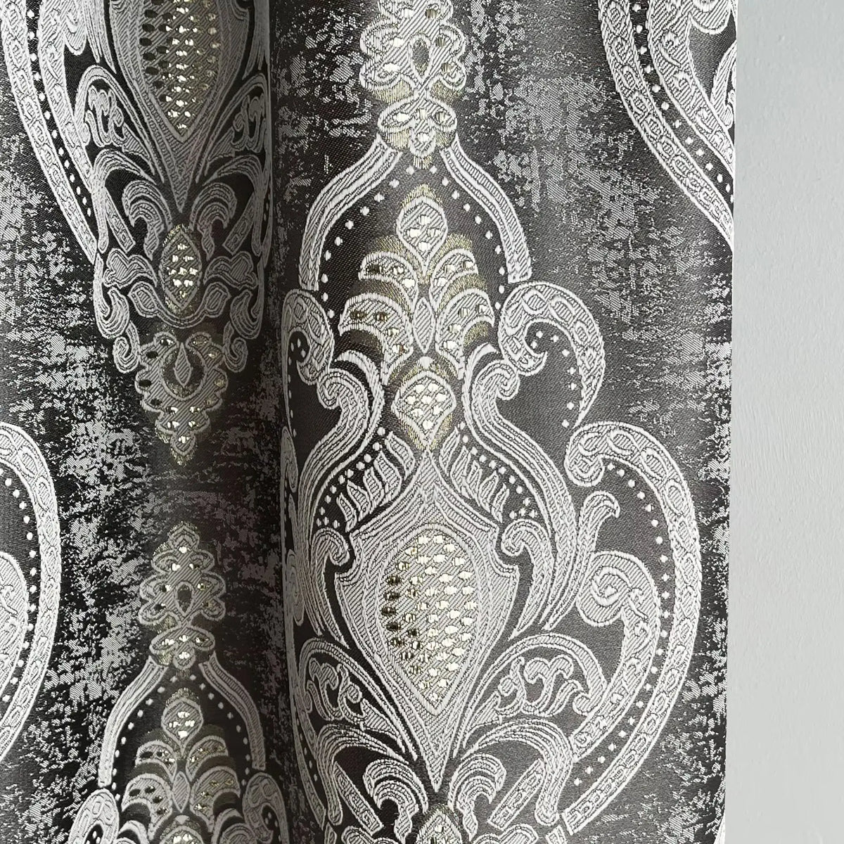 Jacquard Draping with Damask Crown Pattern, Custom, Gray