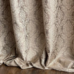 Jacquard Damask Curtains in Luxury Bohemian Style with Taupe Beige Crown Pattern