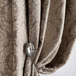 Jacquard Damask Curtains in Luxury Bohemian Style with Taupe Beige Crown Pattern