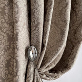 Jacquard Damask Curtains in Luxury Bohemian Style with Taupe Beige Crown Pattern