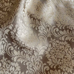 fabric for Jacquard Damask Curtains in Luxury Bohemian Style with Taupe Beige Crown Pattern