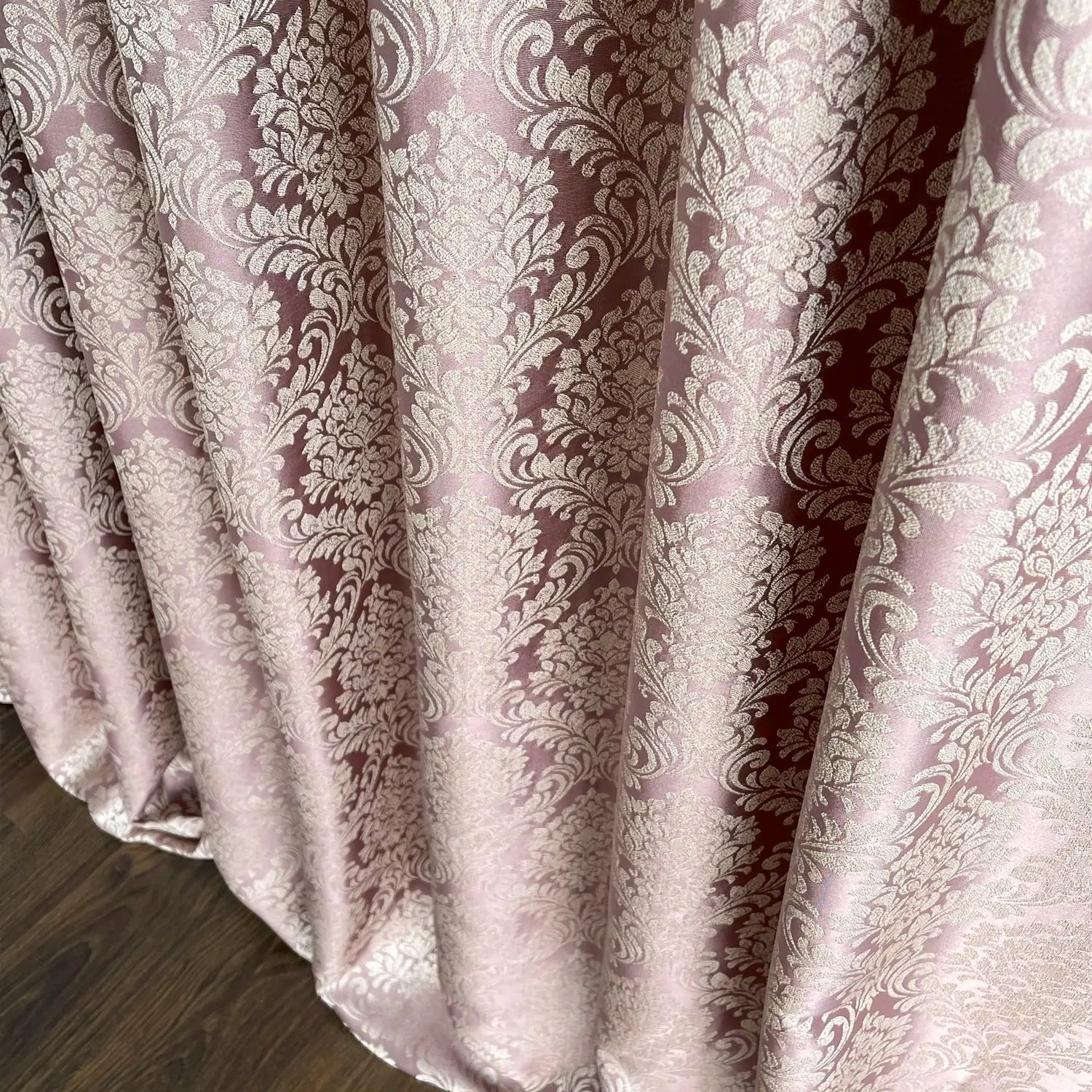  Curtains Jacquard Damask in Luxury Bohemian Style with Powder Pink Crown Pattern