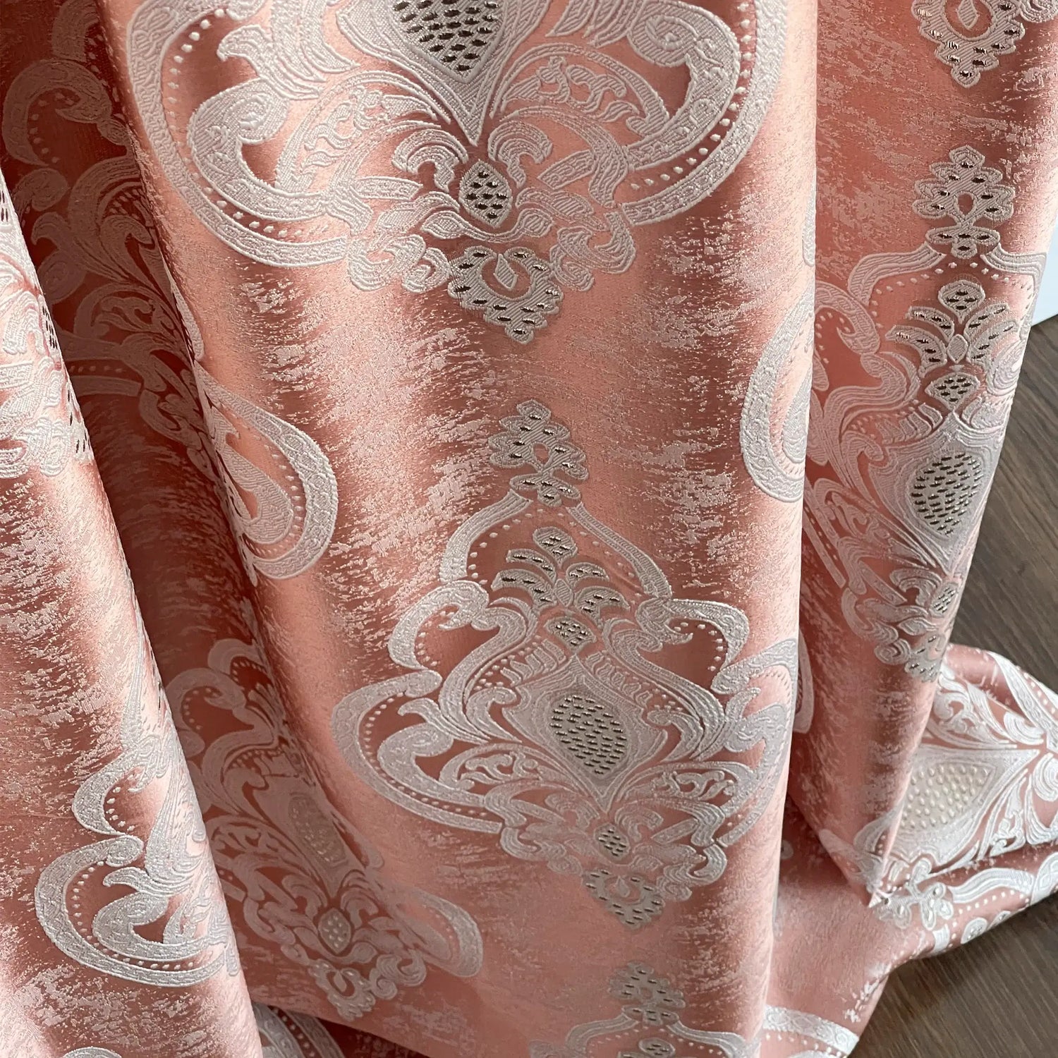 Jacquard Draping with Damask Crown Pattern, Custom, Pastel Peach